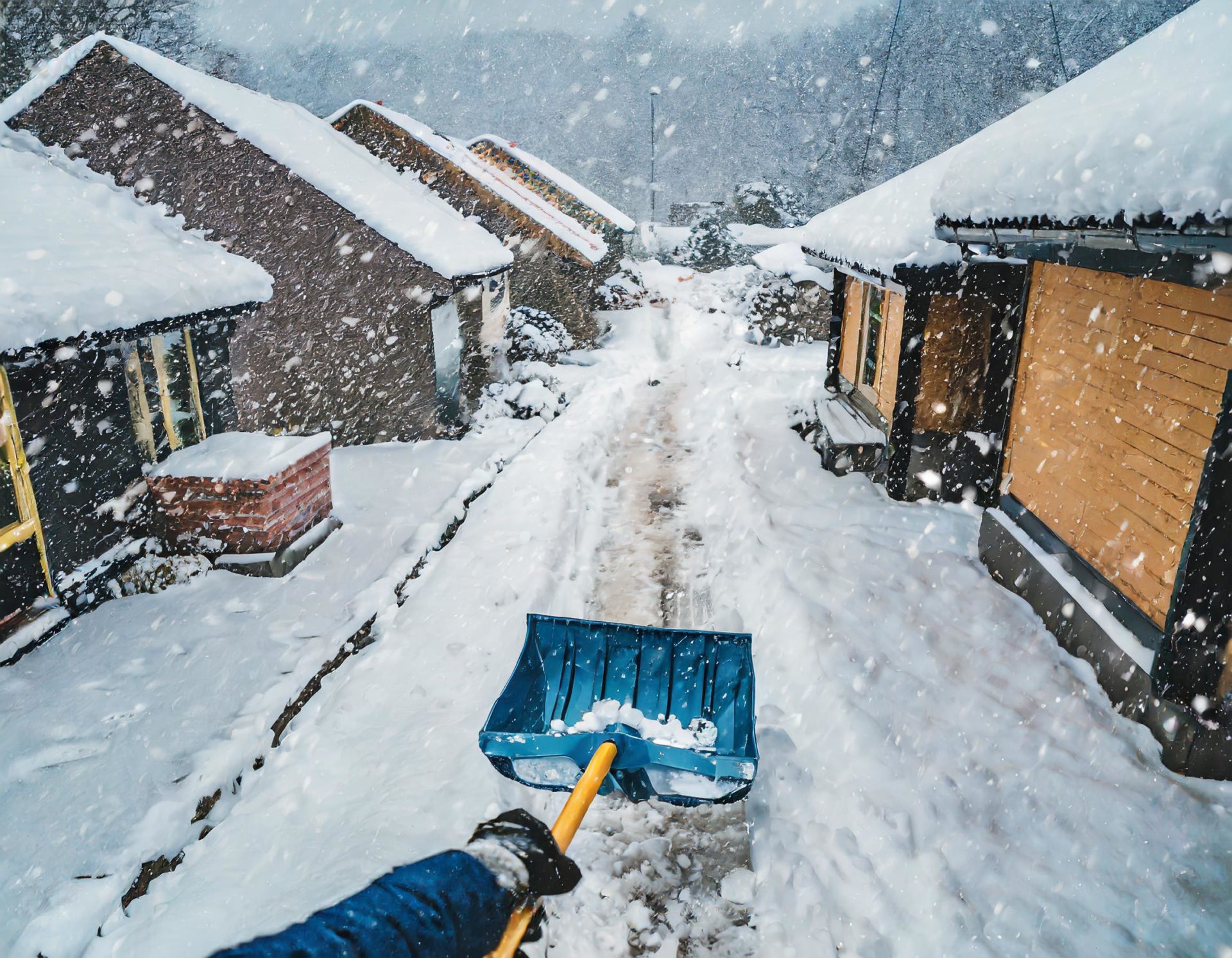 Akil Property Management hand shovelling walk way to house during snowstorm hand shovelling walk way to house during snowstorm